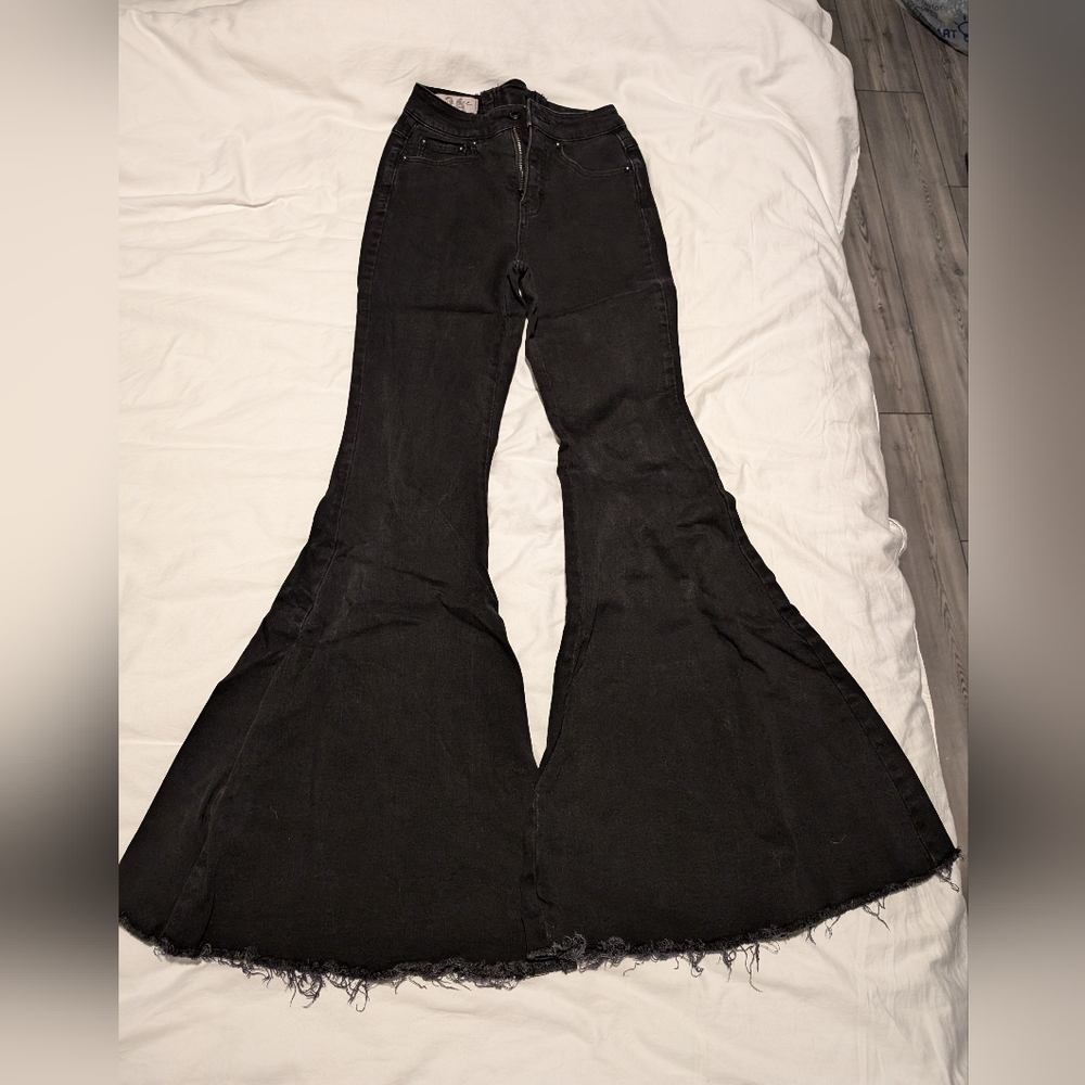 We The Free bell bottoms black denim jeans flares 26